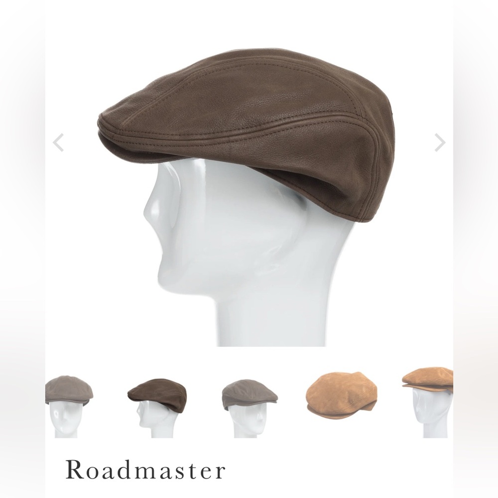 Ultrafino Seattle Roadmaster Top Grain Leather Newsboy Hat Cap in Brown